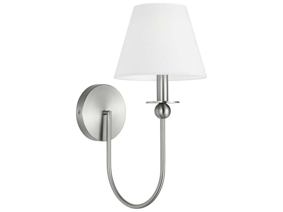 Elsay 1-Light Wall Sconce in Brushed Nickel with White Linen Shade