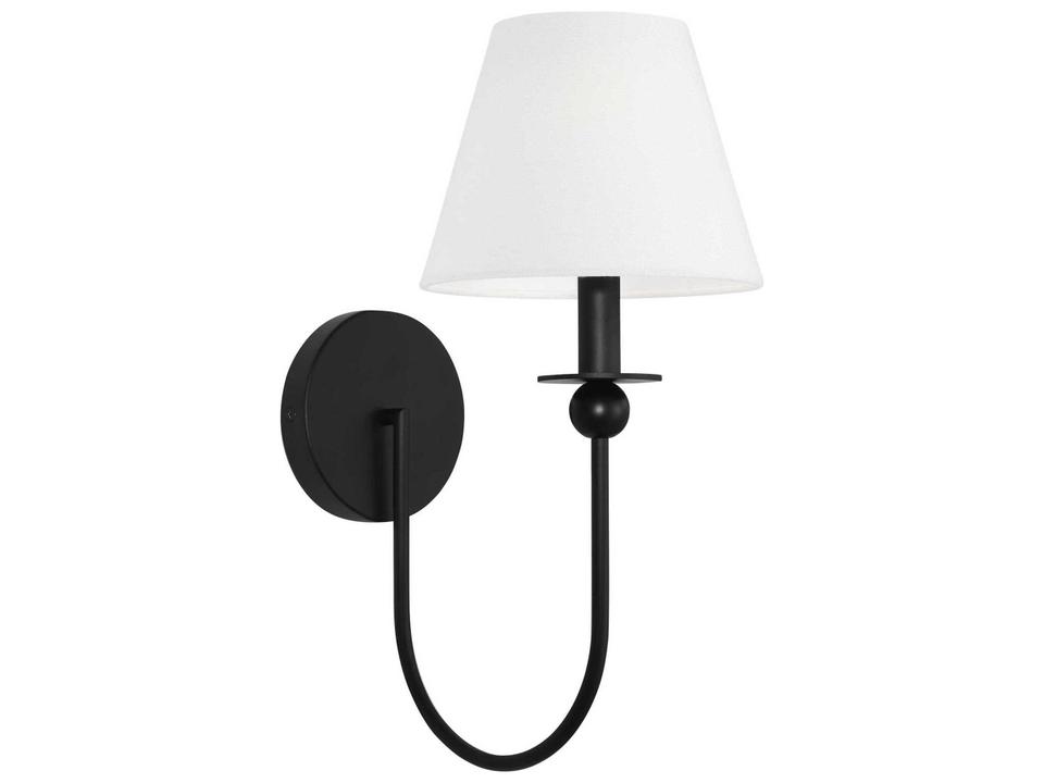 Elsay 1-Light Wall Sconce in Midnight Black with Linen Shade
