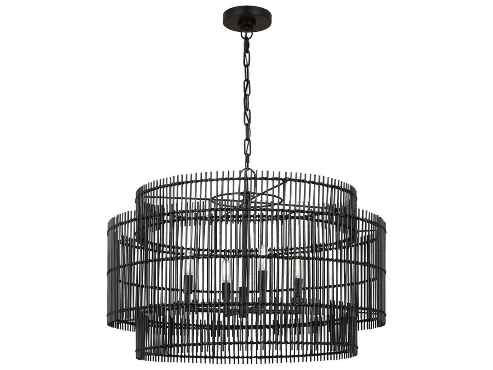 Elio 4-Light Large Hanging Shade Chandelier in Aged Iron