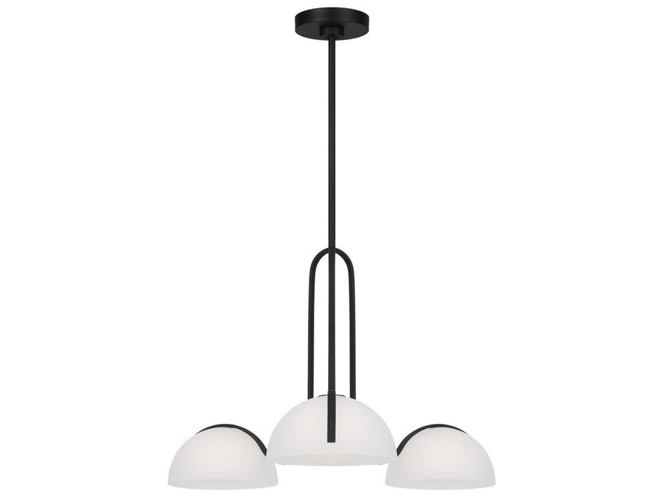 Nido 3-Light Chandelier in Midnight Black with Etched White Glass