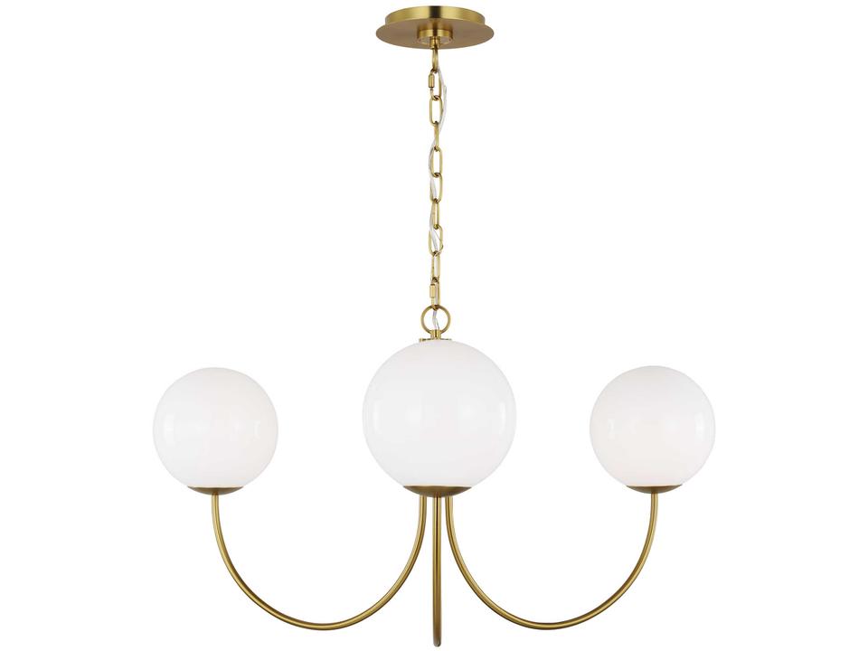 Noemie 3-Light Chandelier in Burnished Brass with Milk Glass