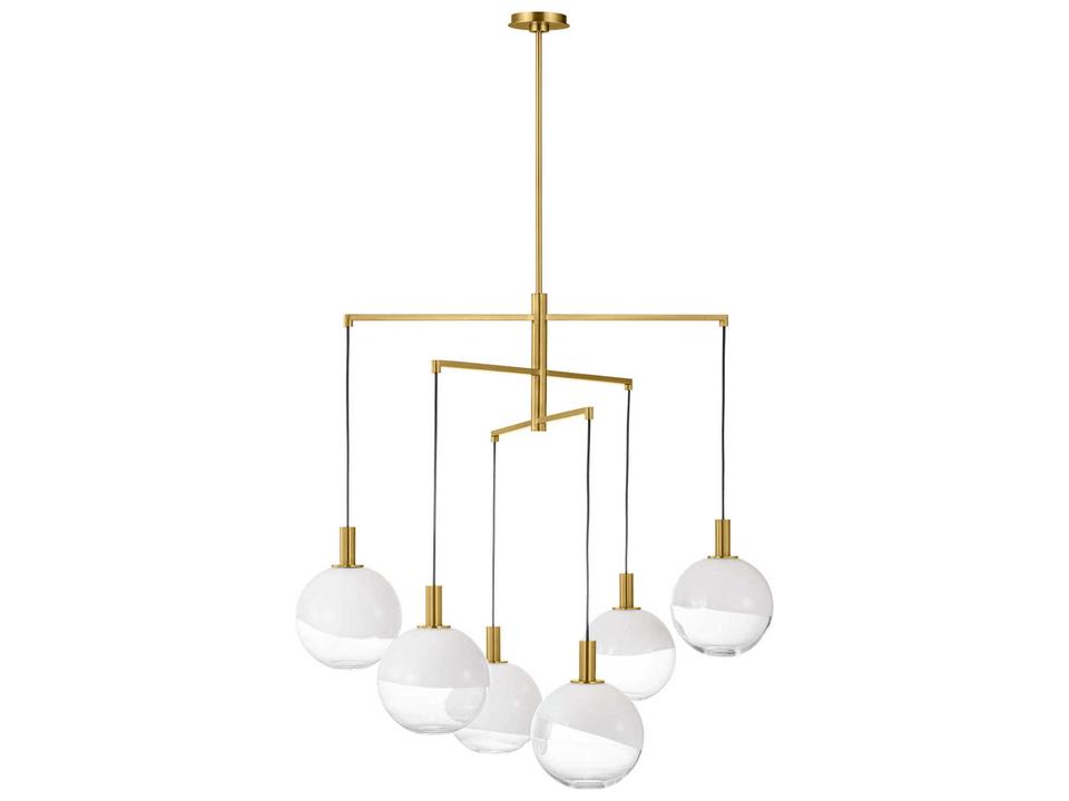 6-Light Torian Chandelier in Burnished Brass