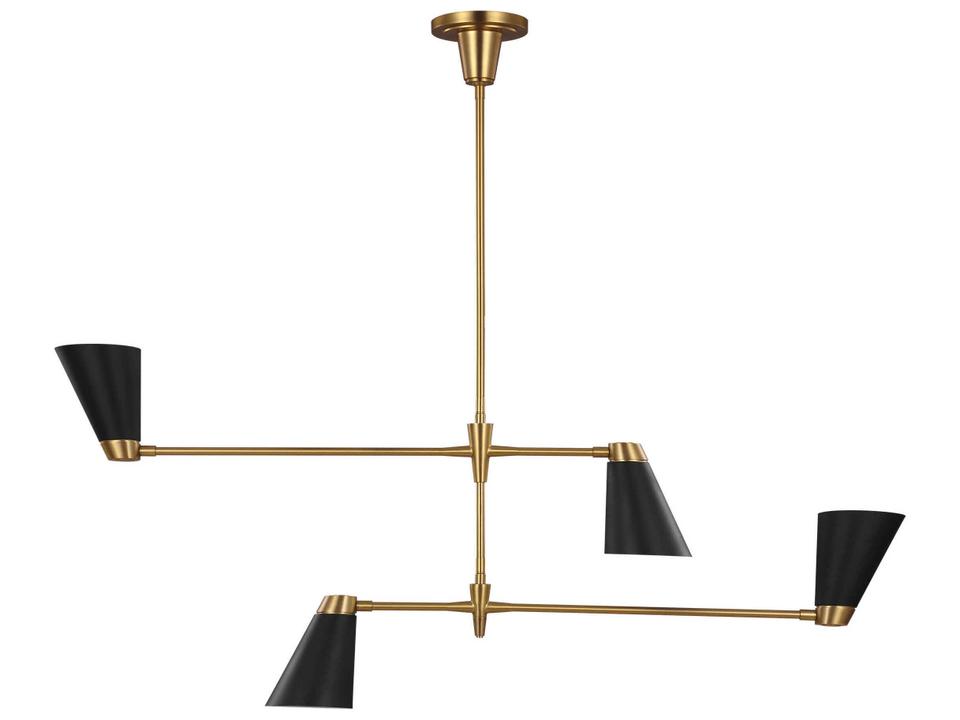4-Light Signoret Chandelier in Burnished Brass