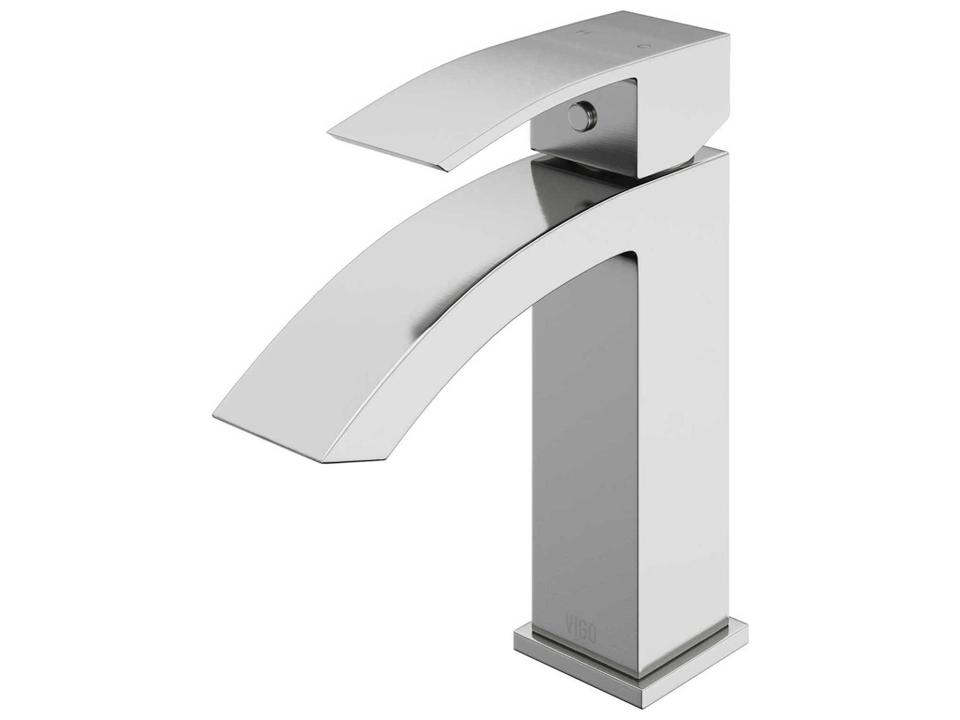 Satro Single Handle Bathroom Faucet in Brushed Nickel and Solid Brass