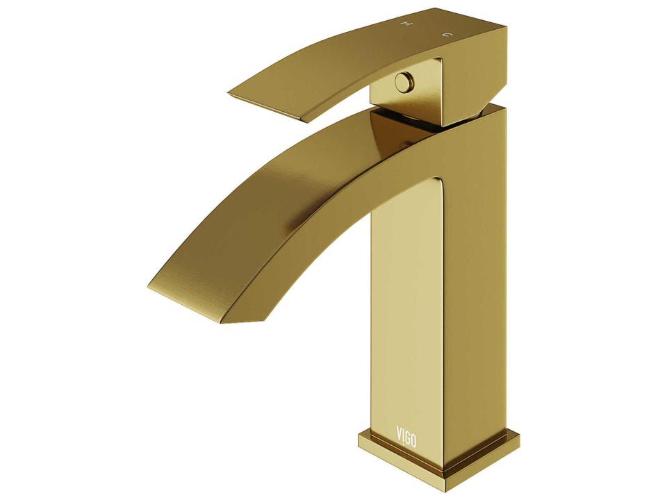 Satro Single Handle Single Hole Bathroom Sink Faucet in Matte Brushed Gold