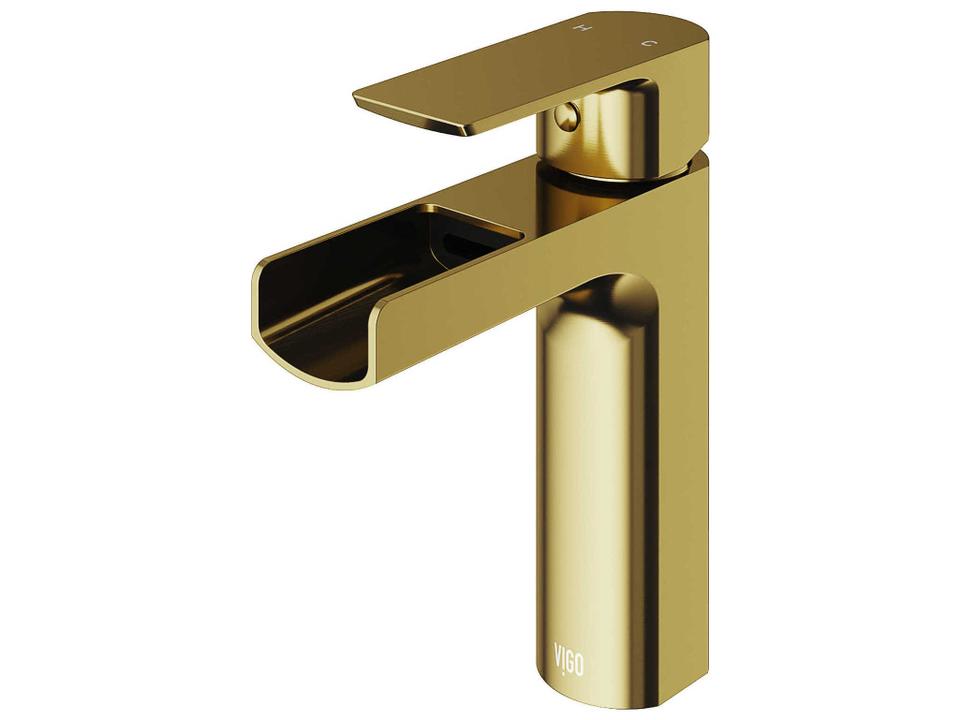 Ileana Single Handle Bathroom Faucet in Matte Brushed Gold Waterfall Spout