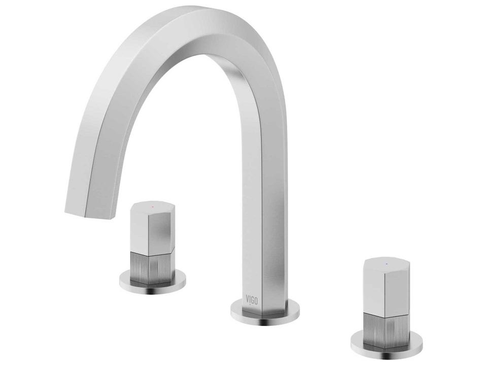Hart Widespread Bathroom Faucet in Brass with Low Arc Spout