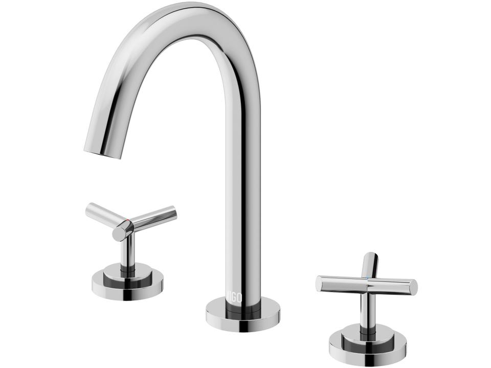 Jewel Widespread Bathroom Faucet in Solid Brass with Dual Cross Handles