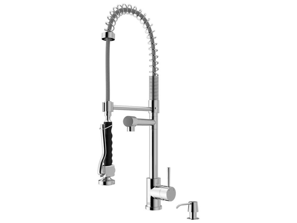 Zurich Pull-Down Spray Kitchen Faucet in Solid Brass with Soap Dispenser