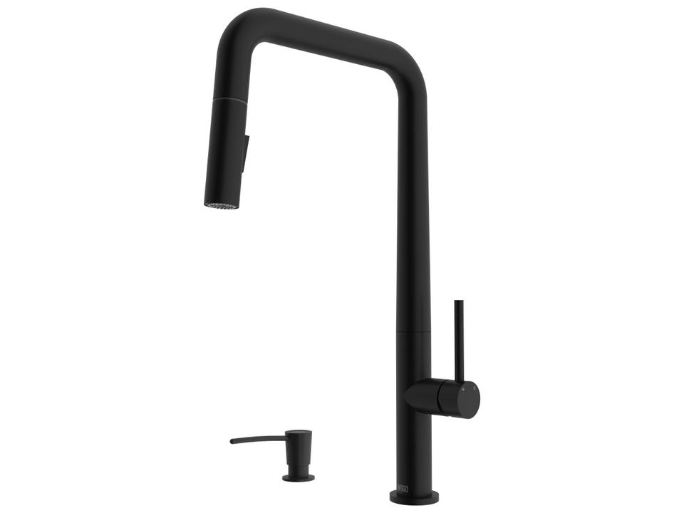Parsons Pull-Down Kitchen Faucet in Solid Brass with Soap Dispenser