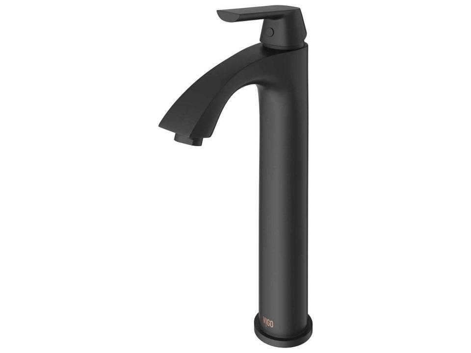 Linus Single Handle High Arc Vessel Bathroom Faucet in Matte Black Brass