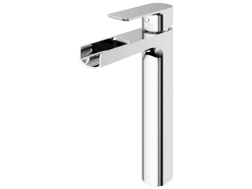 Amada Single Handle Vessel Faucet in Chrome With Waterfall Spout
