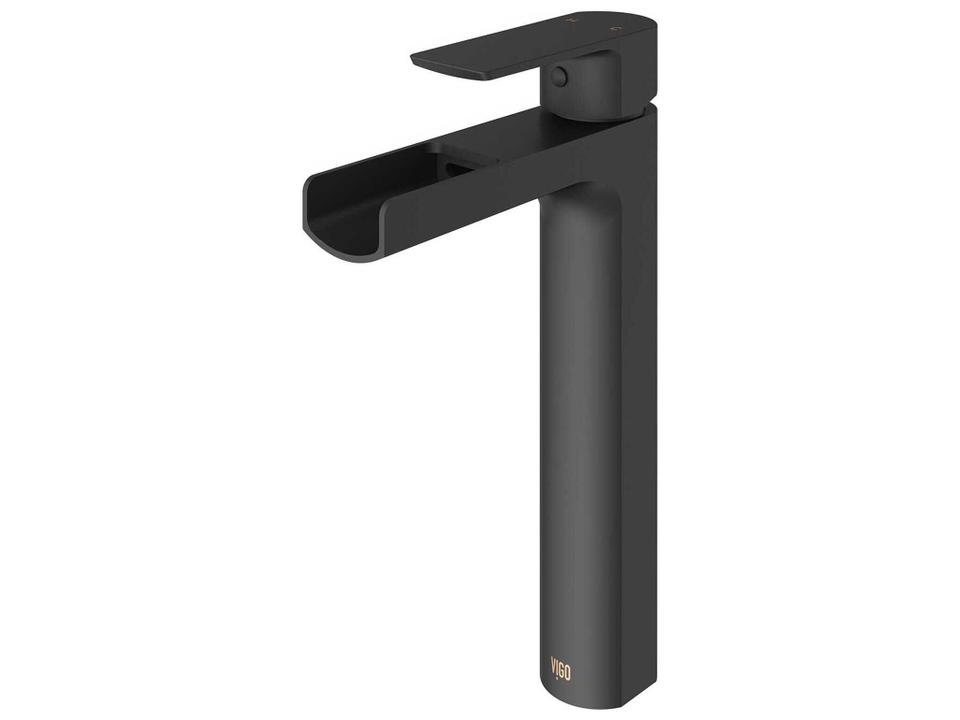 Amada Vessel Bathroom Faucet in Matte Black with Open Channel Spout