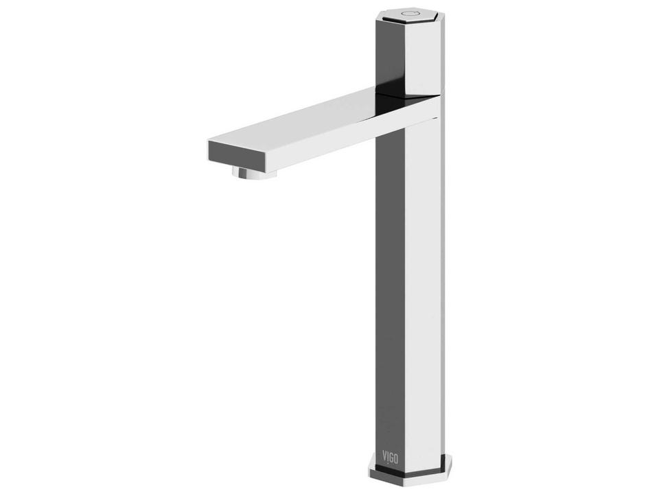 Nova Single Handle Vessel Bathroom Faucet in Chrome with Hexagon Silhouette