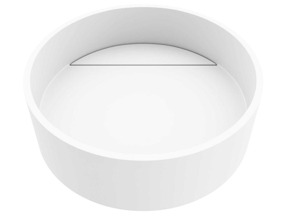 Montauk Round Matte Stone Vessel Bathroom Sink in Matte White with Integrated Drain Plate