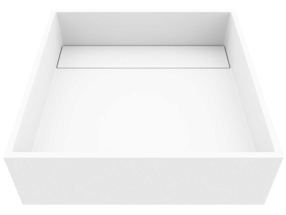 Montauk Square Matte Stone Vessel Bathroom Sink in Matte White