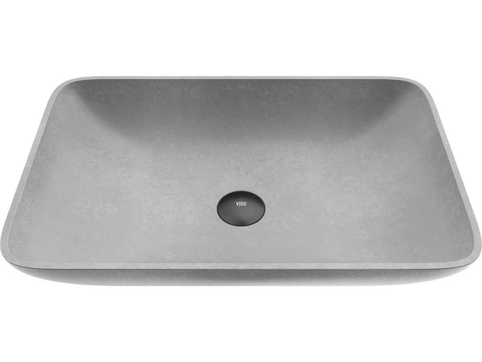 Concreto Stone 22-Inch Rectangular Vessel Bathroom Sink in Gray