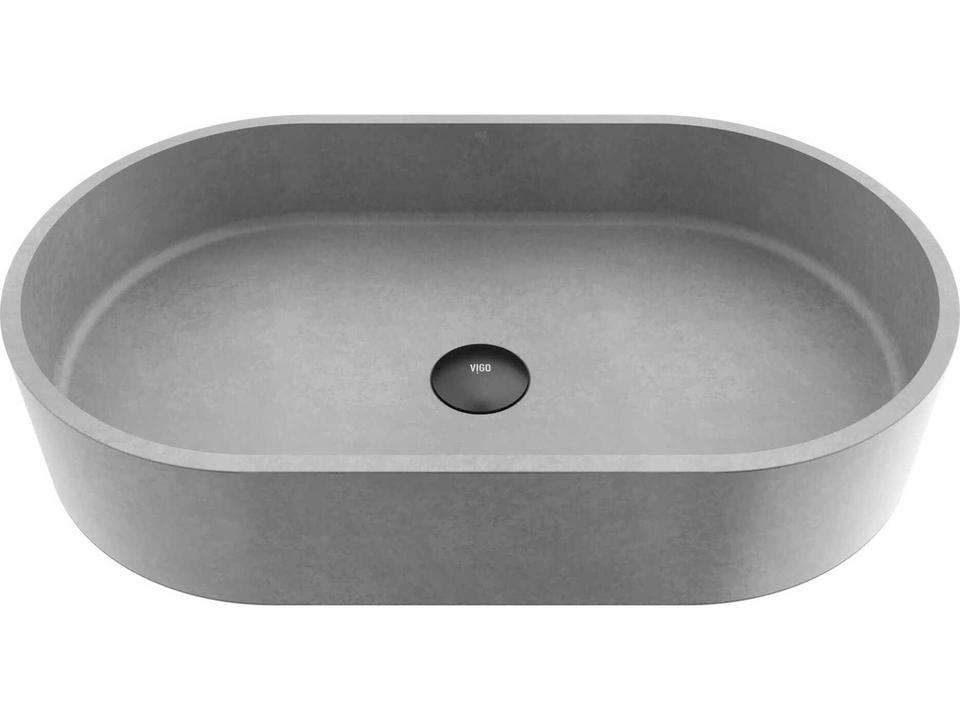 Sagrada Concreto Stone Oval Vessel Sink in Gothic Gray