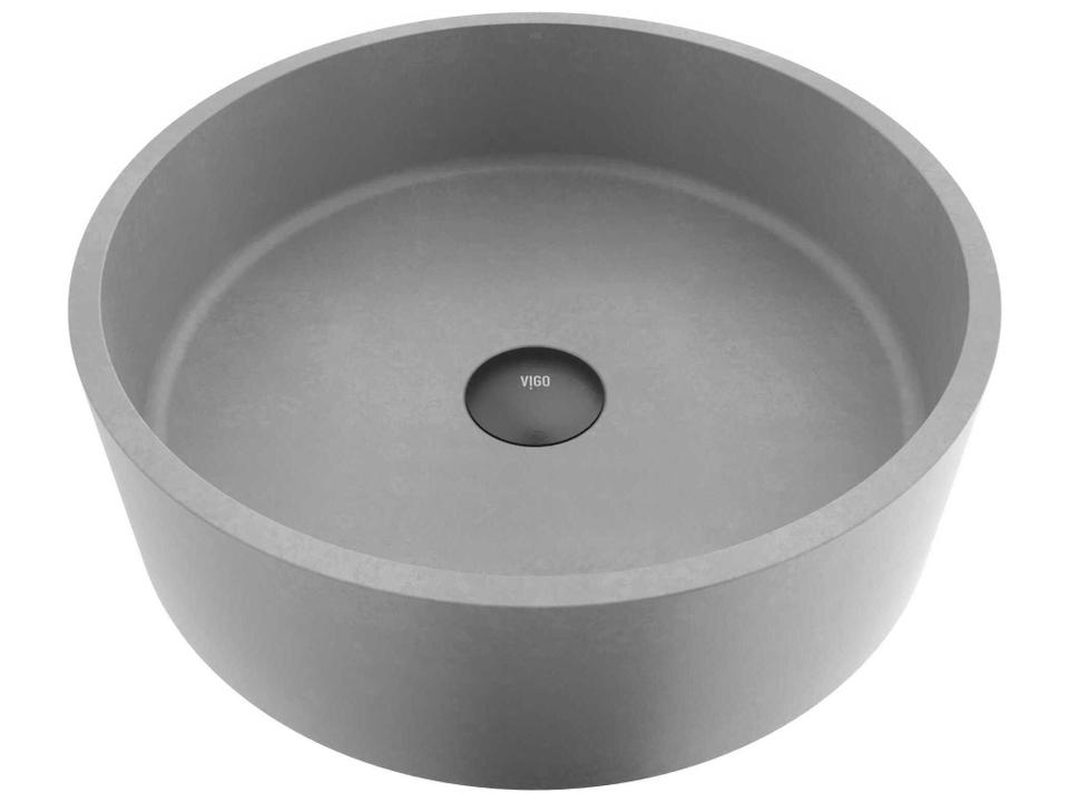 Concreto Stone Round Bathroom Vessel Sink in Neutral Gray