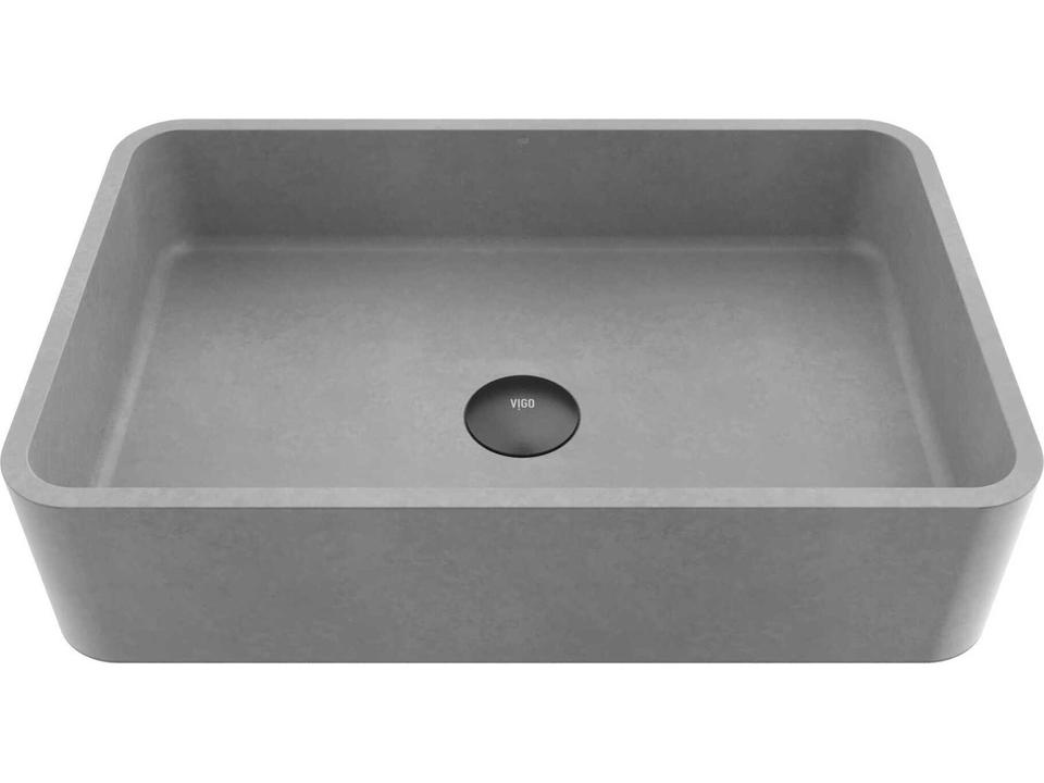 Concreto Stone Rectangular Vessel Sink in Ash Gray