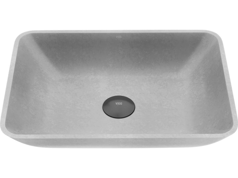 Sottile Rectangular Concreto Stone Vessel Bathroom Sink in Gray
