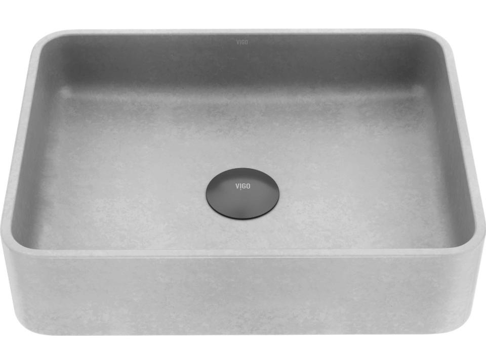 Segovia Gothic Concreto Stone Rectangular Vessel Bathroom Sink in Gray