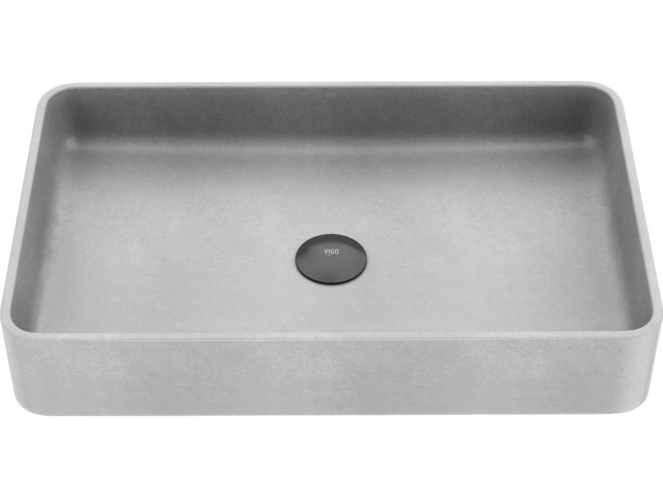 Basilica Gothic 23-Inch Rectangular Concreto Stone Vessel Bathroom Sink in Gray
