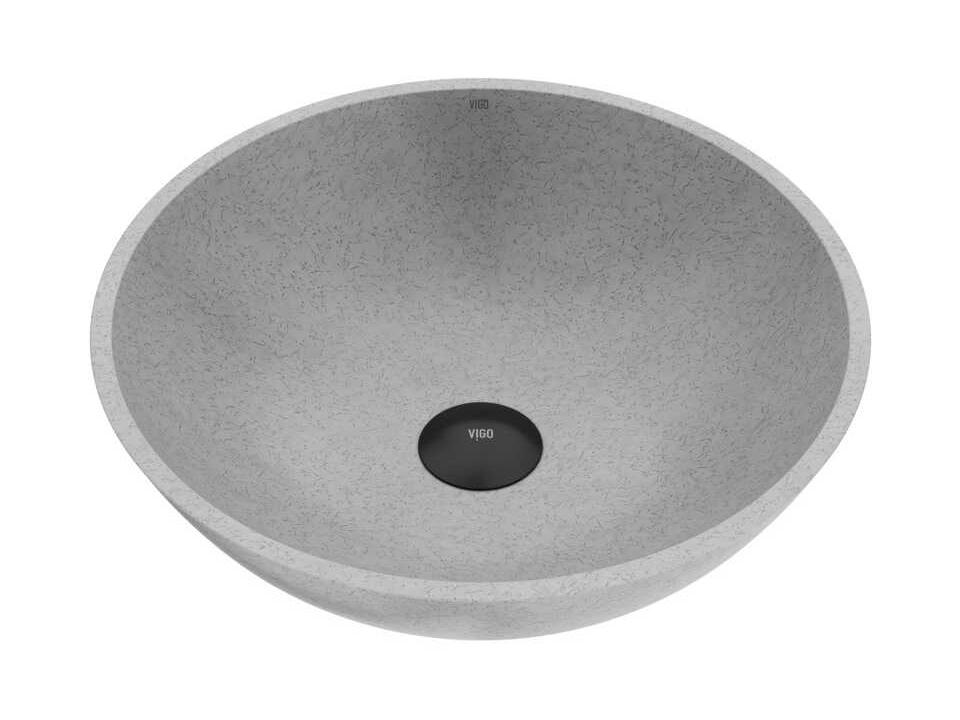 Ravenna Gothic 16 Inch Round Concreto Stone Vessel Bathroom Sink in Gray with Ash Finish