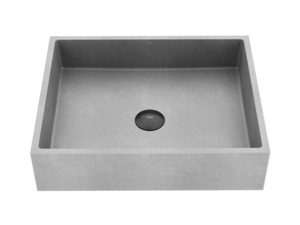 Coca Gothic Rectangular Concreto Stone Vessel Bathroom Sink in Gothic Gray