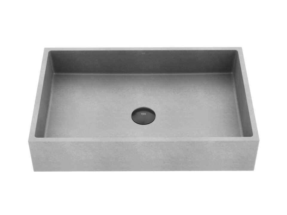 Concreto Stone Rectangular Vessel Bathroom Sink in Gray