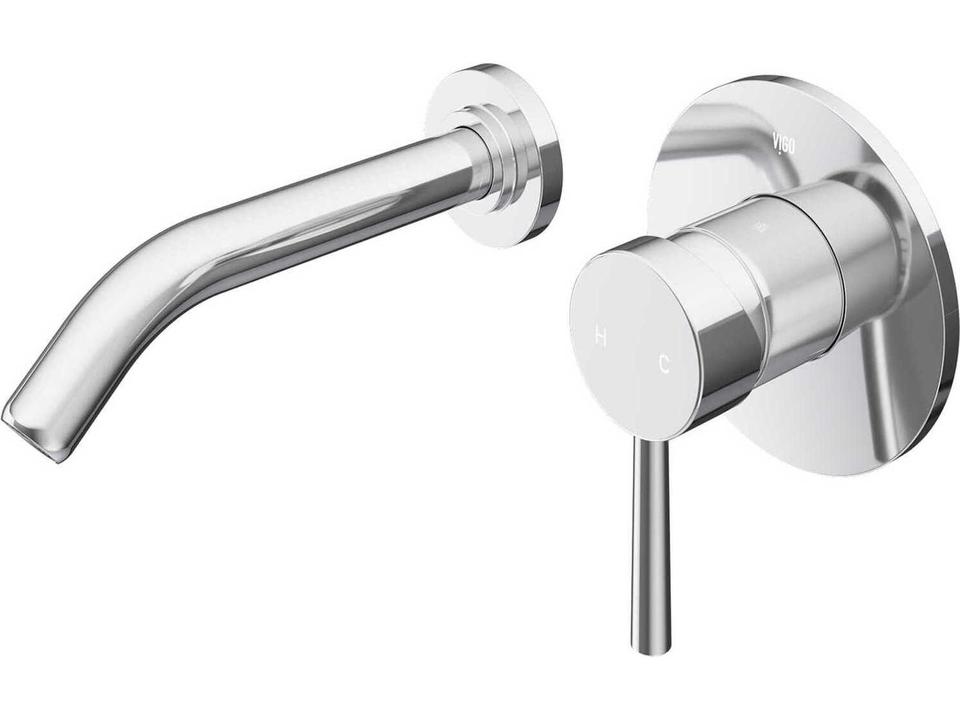 Olus Wall Mount Bathroom Faucet in Polished Chrome with Single Lever Handle