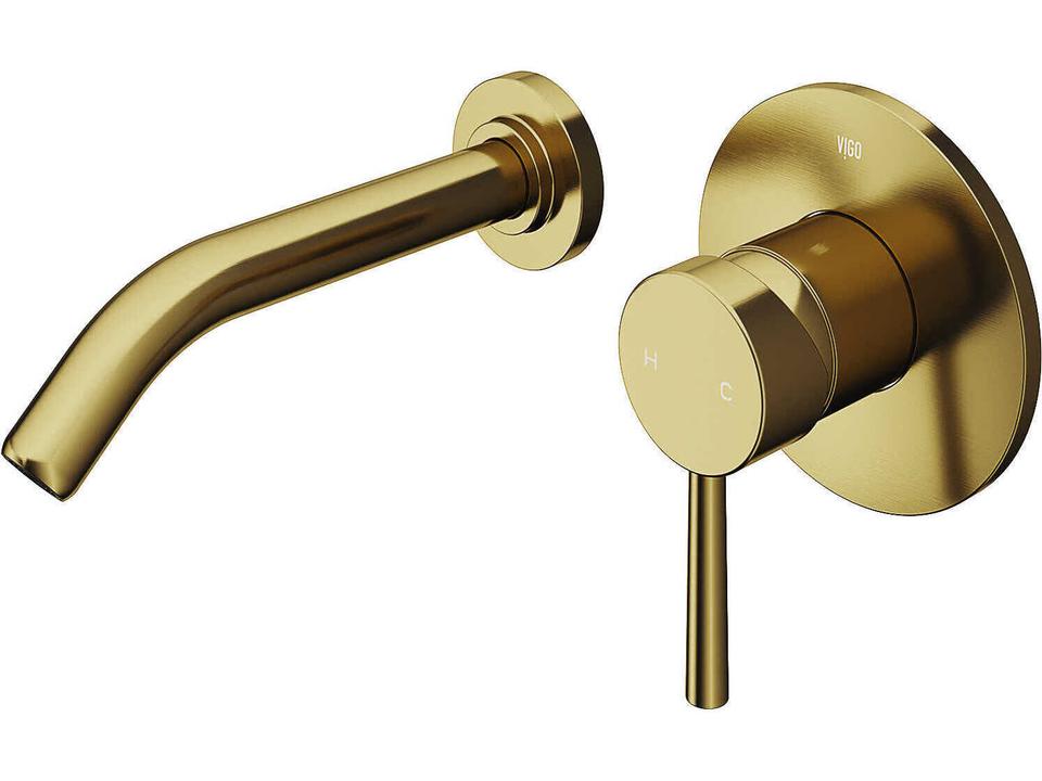 Olus Wall Mount Bathroom Faucet in Matte Brushed Gold