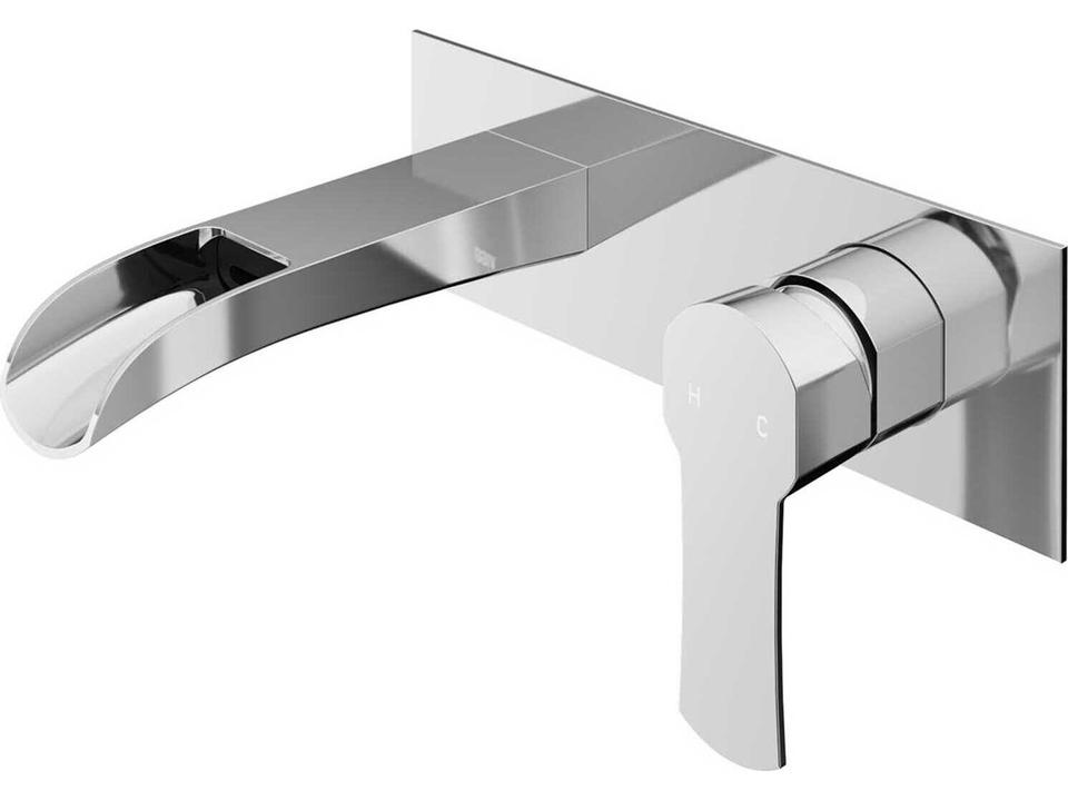 Cornelius Single-Handle Wall Mount Waterfall Bathroom Faucet in Chrome with Solid Brass