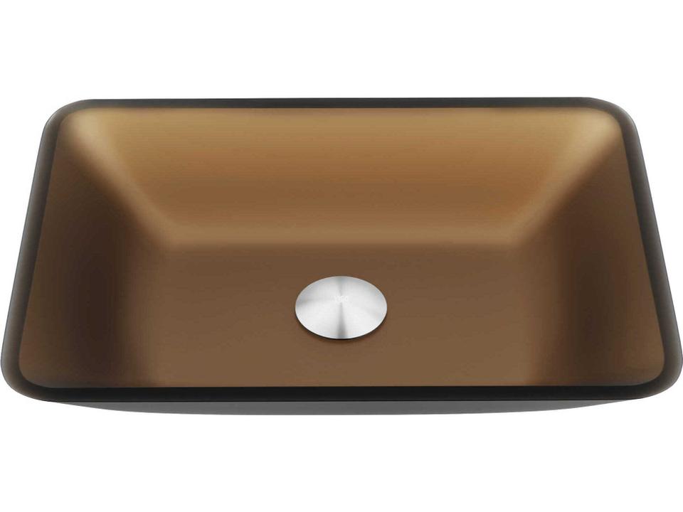 Sottile Amber Glass Rectangular Vessel Sink in Tempered Glass