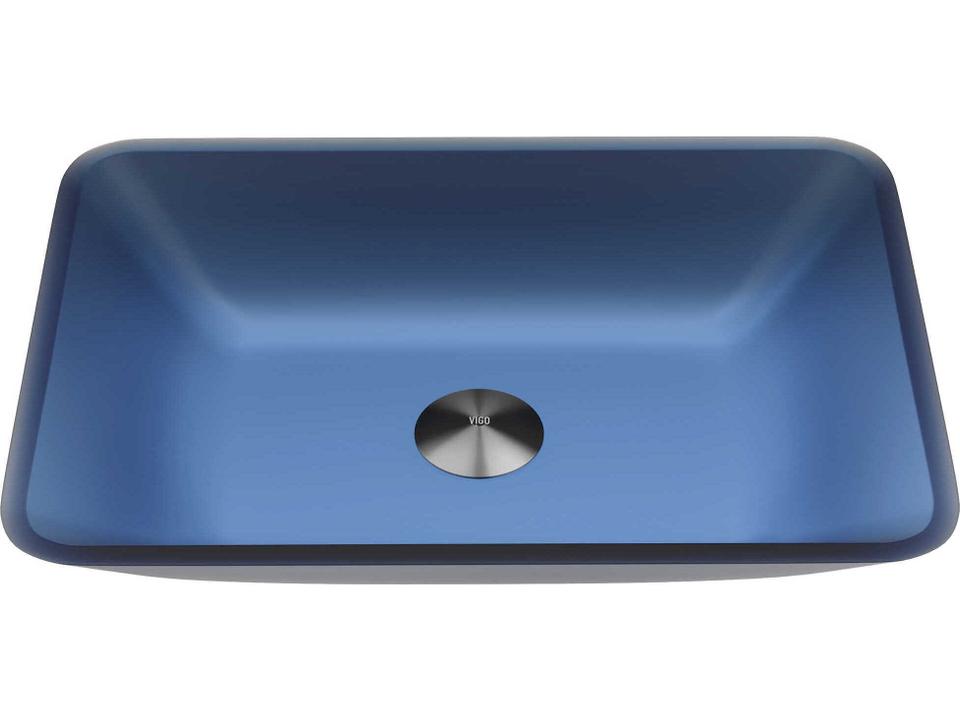 Sottile Royal Blue Tempered Glass Rectangular Vessel Sink