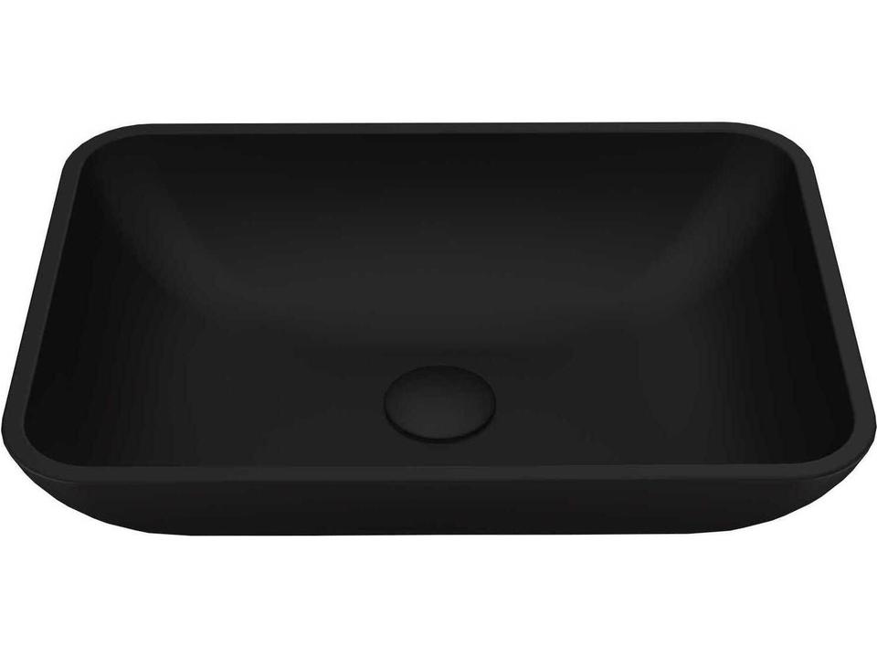 Sottile Matte Shell Rectangular Vessel Bathroom Sink in Black Tempered Glass