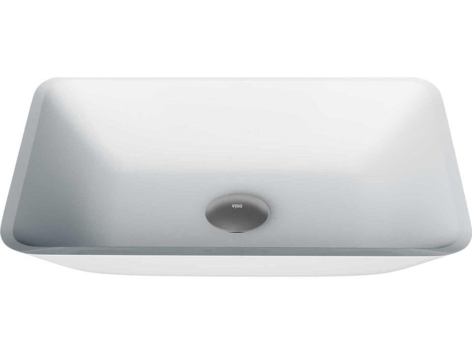 Sottile Rectangular Glass Vessel Bathroom Sink in White MatteShell