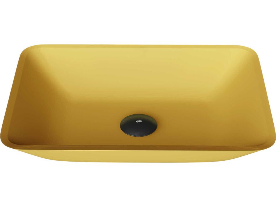 Sottile Rectangular Glass Vessel Bathroom Sink in Citron