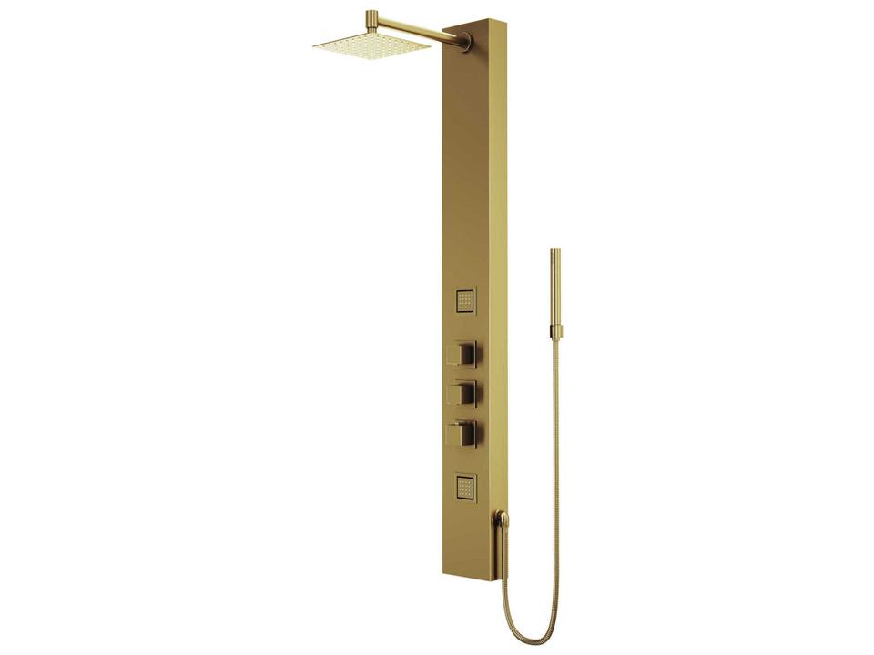 Rector 2-Jet Thermostatic Shower Panel System in Matte Brushed Gold