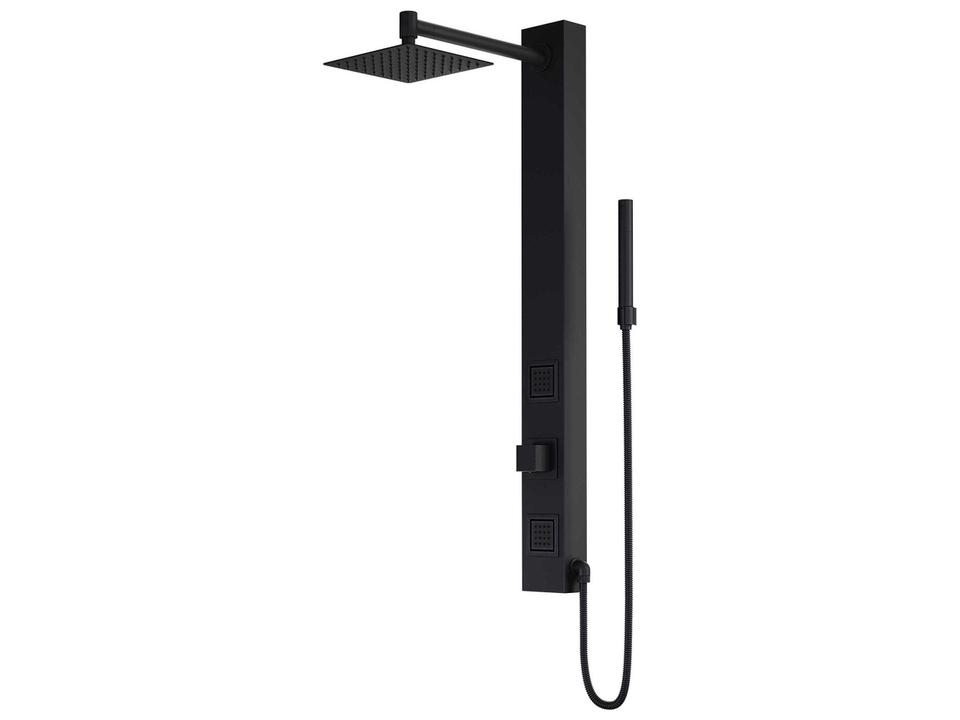 Orchid 2-Jet Shower Panel System in Matte Black with Rain Shower Head and Hand Wand