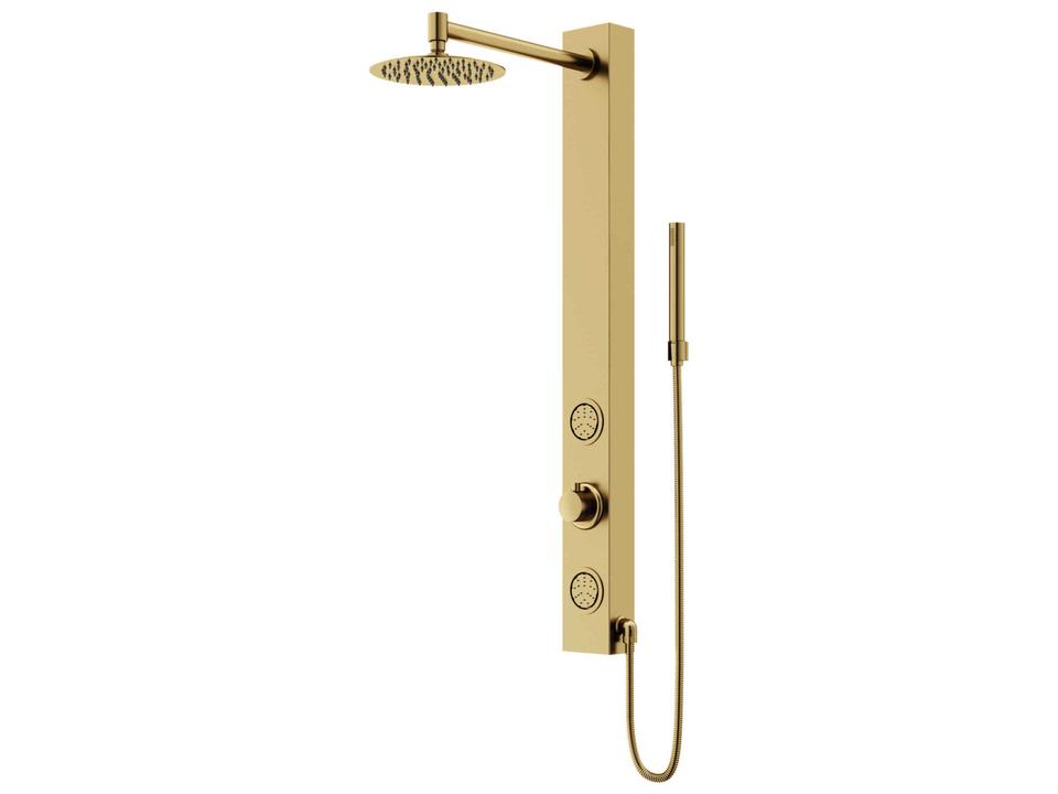 Gardenia 2-Jet Thermostatic Shower Panel in Matte Gold with Hand Shower