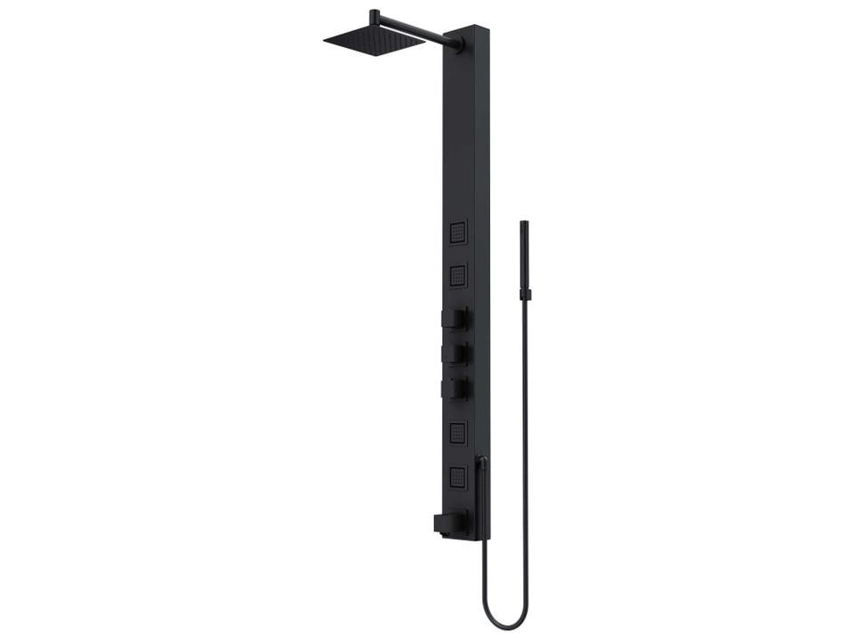 Bowery 4 Jet Thermostatic Shower Panel System with Rainfall Head Tub Filler and Hand Shower