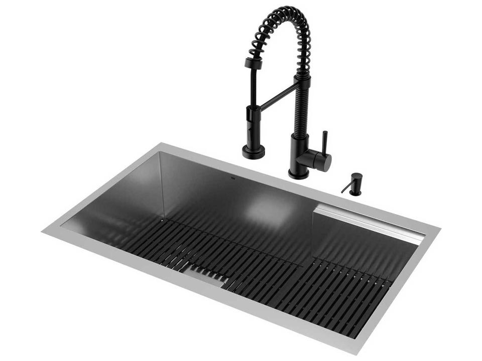 Hampton Stainless Steel Workstation Kitchen Sink with Pull Down Faucet