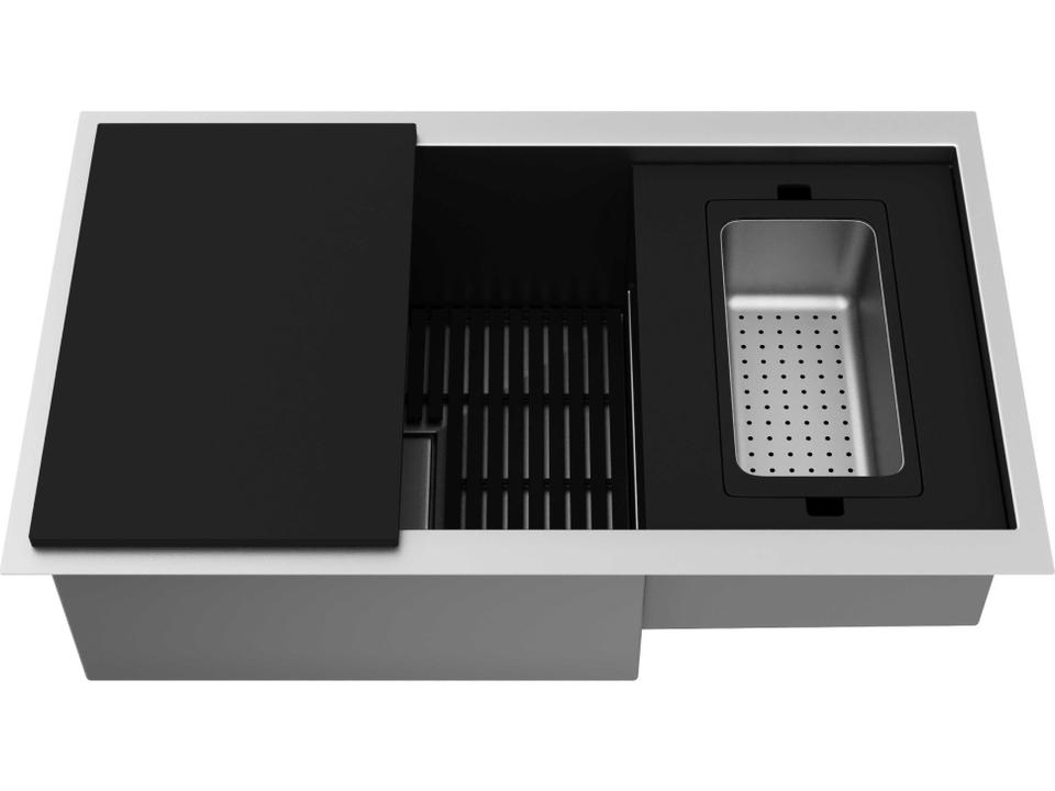Hampton 32-Inch Single Bowl Undermount Workstation Kitchen Sink in Polished Stainless Steel