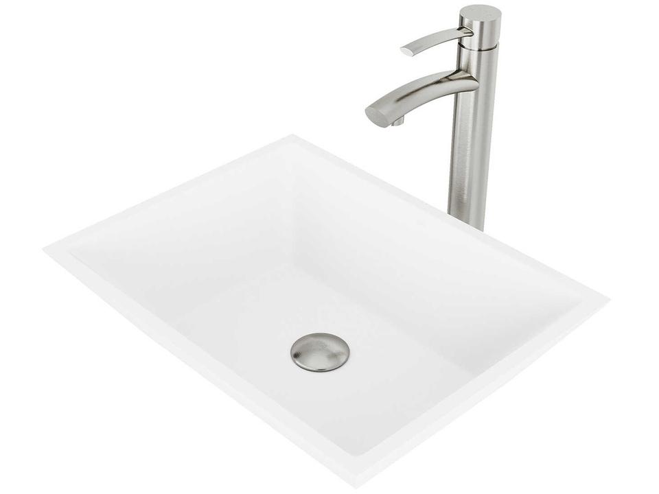 Vinca Rectangular Vessel Bathroom Sink with Faucet and Pop-Up Drain