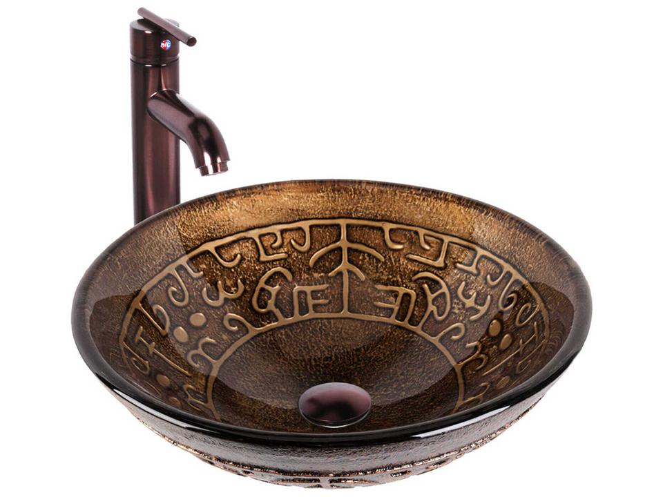 Golden Greek Vessel Bathroom Sink with Faucet