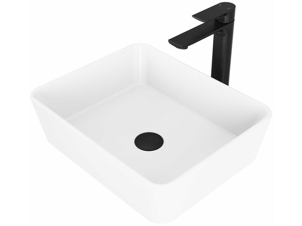 Marigold Matte Stone Vessel Bathroom Sink Combo with Norfolk Matte Black Faucet