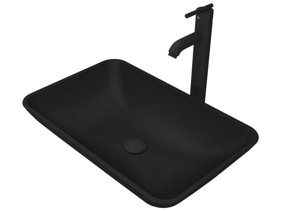 Hadyn Matte Shell Rectangular Vessel Bathroom Sink Set with Seville Faucet in Matte Black