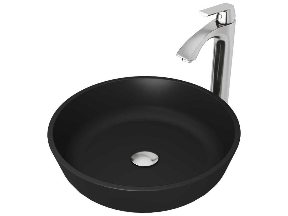 Modus Matte Shell 17-Inch Round Vessel Bathroom Sink Combo in Brushed Nickel