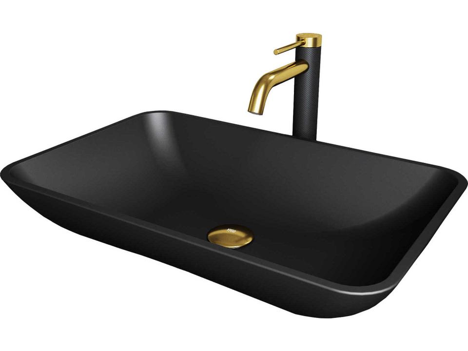 Hadyn 22-Inch Rectangular Vessel Bathroom Sink Combo with Lexington Faucet in Matte Black